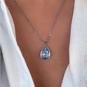 Park Lane Snowfall Silver Necklace with Blue Pendant